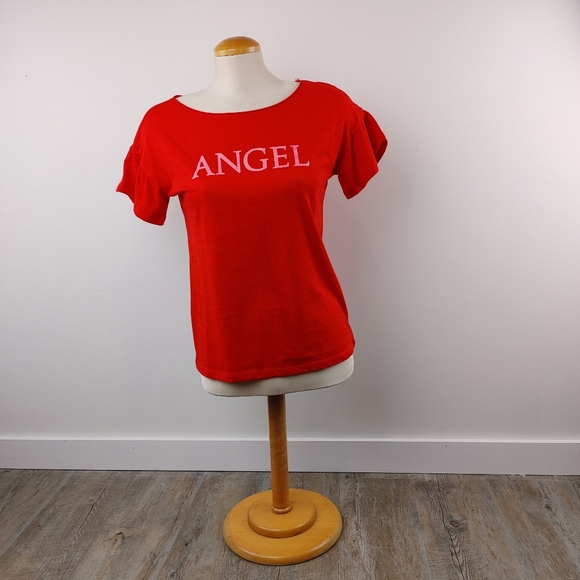 VICTORIA SECRET | NWT Red & Pink Ruffle Short Sleeve - Picture 1 of 9